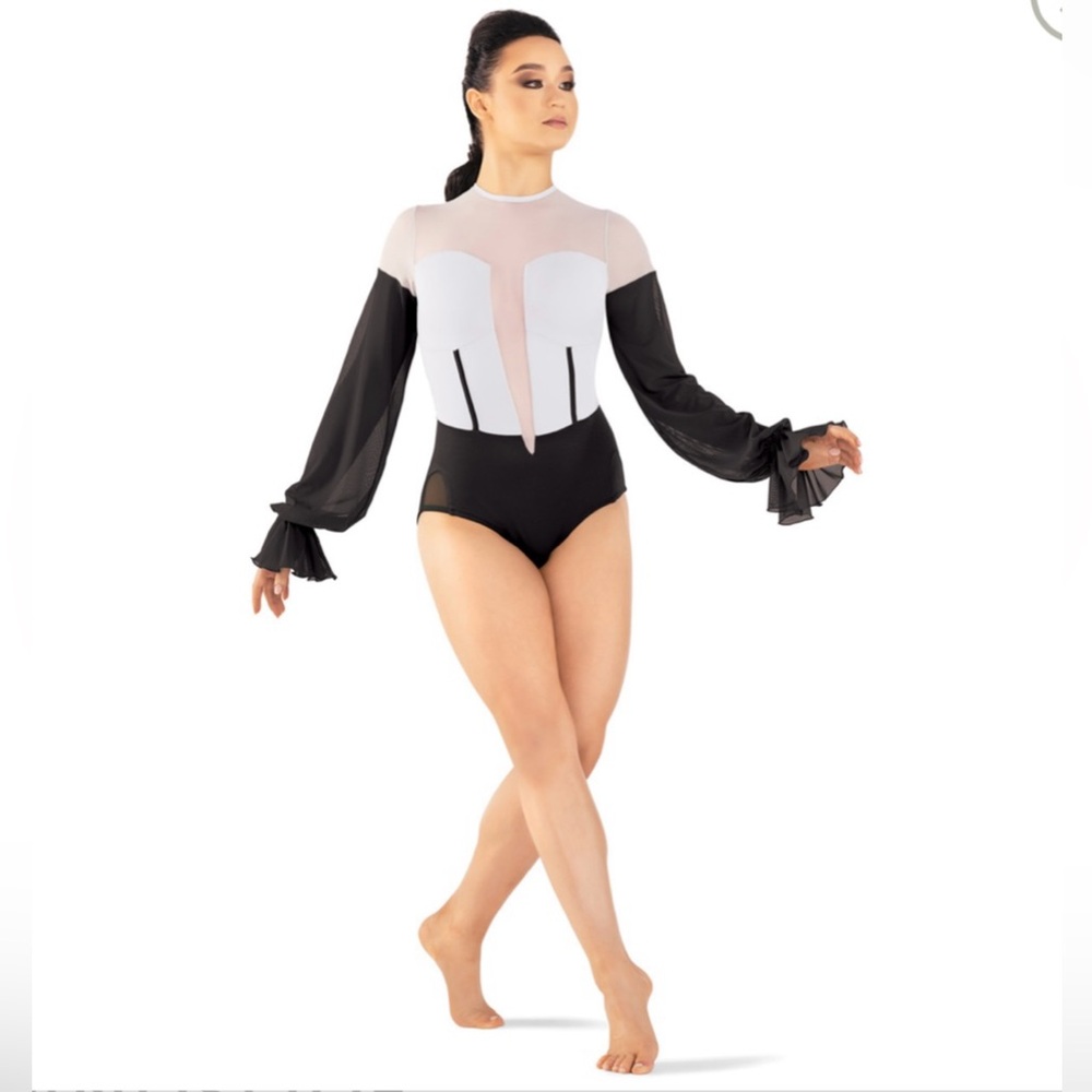 Elegant Black and White Lyrical Dance Costume
